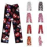 𝐇𝐞𝐥𝐥𝐨 𝐊𝐢𝐭𝐭𝐲 und 𝐒𝐩𝐢𝐝𝐞𝐫𝐦𝐚𝐧 Pyjama Hose Weihnachten, Flanell Pyjamahose Damen Lang Flauschig Schlafanzughose Y2K Schlafhose Weich Schlafanzug Hose XS Weihnachtshose für Herren Kinder