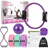 Rosaliia Pilates-Ring-Set mit Pilates-Ball, Hüftband, Widerstandsband in Form Einer 8, Yoga-Stretchgurt – Fitnessgerät für das Heim-Gym, inklusive Fitness-Poster (Purple)