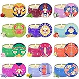 Duftkerzen Set für Frauen, Weihnachts Kerzen Geschenk, 12 Stück Dufted Kerzen im Glas mit Deckel,180 Std,100% Soja-Wachs, Tragbare Reise Zinnkerzen für Stressabbau, Geburtstag Gift für Familie