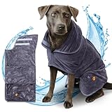 CLUFFY Premium Hundebademantel [Extrem saugfähig] Hundebekleidung & Zubehör aus softem Material. Version mit verbessertem Klettverschluss - Bademantel Hund perfekt für den Sommer (M)