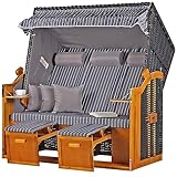 bene living Strandkorb Ostsee Dreisitzer - gestreift/anthrazit - PE schwarz