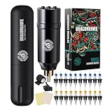 Dragonhawk Tattoo Machine Set Wireless Rotary Tattoo Pen Machine Motor Gun Wireless Battery Power Supply with RCA Jack Tattoo Cartridges Needles for Tattoo Beginners