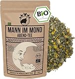NanaNatura's BIO 'Mann-im-Mond' Abendtee 100g | Loser Kräuter-Tee mit Baldrian, Lavendel, Melisse, Kamille & Himbeerblättern für Entspannung am Abend | 100% natürlich + zuckerfrei