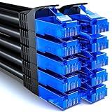 deleyCON 10x 0,25m CAT6 Netzwerkkabel Set - Kurzes 25cm U-UTP RJ45 CAT-6 LAN Kabel Patchkabel Ethernetkabel DSL Switch Router Modem Repeater Patchpanel - Schwarz