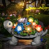 Linkax Muttertagsgeschenke für Mama Oma, Geschenke für Frauen, Solar Gartenfiguren Schildkröte Gartendeko für Draußen, mit 7 LED Licht, Geburtstagsgeschenk für Frauen Mama, Home Terrasse Balkon Deko