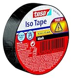 tesa Isolierband - Selbstklebendes Isolierband, hitzebeständig - Zum Isolieren, Reparieren und Bündeln - 1 x 10m - Schwarz