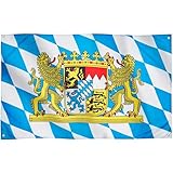 Runesol Bayern Flagge für Balkon, 91x152cm, Oktoberfest Flagge, Bayerische Landesflagge mit 4 Ösen, München, Rautenflagge, Premium-Flaggen für drinnen und draußen, lebendige Farben