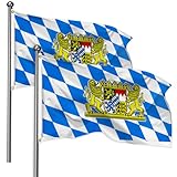 2 Stück Bayern Flagge, 90 x 150 cm Bayerische Fahne, Deutschland Bayerische Fahnen, Bayerische Flagge mit Messing-Ösen, Oktoberfest Deko Fahnen für Indoor und Outdoor