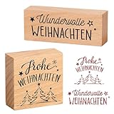 BOFUNX 2 Stücke Weihnachten Stempel Holzstempel Frohe Weihnachten Motivstempel Textstempel Weihnachtsstempel für Karten Geschenkpapier Scrapbooking