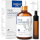 HIQILI Lavendelöl 100ML- 100% reine unverdünnt, für Aromatherapie Diffusor im Zimmer & Büro, entspannen Geist und besseren Schlaf, Therapeutic Grade | mit Glastropfen