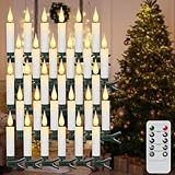 Eldnacele 30 stk LED Lichterkette Kerzen mit Fernbedienung, Timer und Dimmer, Kabellos Kerzenlichter mit Clip, Flammenlose Weihnachtskerzen für Tannenbaum Weihnachtsbaum, Hochzeit, Geburtstags, Party