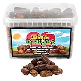 Bite & Delight Getrocknete Datteln - Ganz, Getrocknet und Naturbelassen - Aromatisch Süß - Lecker und Saftig - Verzehrfertiger Fruchtsnack - Vegan - ohne Zuckerzusatz - 1000 ml 500g