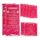 Relaxdays Kühlpads, 8er Set, 3 Größen, Kalt Warm Kompressen, Kühlpacks Gel, Wiederverwendbare Gelkühlkompressen, pink