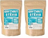 Erythrit + Stevia natürlicher Zuckerersatz ohne Kalorien 1:1 Süße gegenüber Zucker, ohne Eigengeschmack, gesunde Alternative zum Kochen, Backen, Süßen (1 kg Doypack) (Packung mit 2)