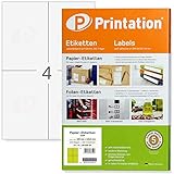 Printation Universal Etiketten 105 x 148 mm, 400 Versandetiketten selbstklebend, 4 Etiketten Selbstklebend A6 pro Blatt, 100 Blatt A4, Versandetiketten selbstklebend, Versand-Aufkleber zum Bedrucken