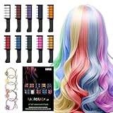 Haarkreide für Mädchen Set I 10 Auswaschbare Farben & 5 Haargummis I Temporäre Haarkreide Kamm Haar Kreide Haarkreide für Kinder I Ideal für Halloween, Weihnachten, Geburtstage I Sicher und Farbenfroh