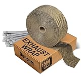 Hitzeschutzband Motorrad 15M,Auspuff Dichtband,12 Stück 300x4,6 mm mit Edelstahl,Kabelbinder für Auspuffkrümmer,Deecam Hitzeschutzband am Auspuff