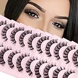 Parriparri Russische Falsche Wimpern D Curl - 10 Paar KüNstliche Strip Lashes, Curly Cat Eye, Fluffy Volumen, Handgemacht
