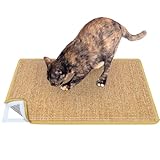 Domkan Kratzmatte Katze, Sisal Teppich Katzen 60x40cm, Kratzteppich Katze rutschfest, Sisalmatte fur Katzen mit Klettverschlus, Katzenkratzmatte für Sofa Möbel Tür Kratzschutz, Braun