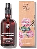 Bionoble Rosenwasser Bio 100ml - Hydrolat aus Damaszener-Rosen 100% Rein und Natürlich - Gesicht, Augenpartie, Körper, Haare - Rose Water - Glasflasche + Spray