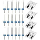 Nähmaschinennadeln, Zwillings-Stretchnadeln, 18-teiliges Doppel-Zwillingsnadelnadeln und 4-teiliges Nähfuß-Set, Nähmaschinennadel, Einfach zu Transportieren für