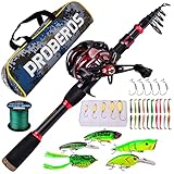 Angelrute und Rolle Combo, 2,1 m Teleskop-Spincast-Rute mit Rechtshänder-Baitcast-Rollenkombinationen, Meer, Salzwasser, Süßwasser, Eisbarsch, Angelausrüstungsset, Angelruten Kit