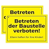 Betreten der Baustelle verboten Schilder –Schild Eltern haften für ihre Kinder – PVC-Hartschaumplatte (30 x 20 cm) (2)