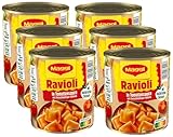 MAGGI Ravioli in Tomatensauce, Teigtaschen gefüllt mit würzigem Fleisch, in fruchtiger Tomatensauce, leckeres Fertiggericht, ideal für Camping, 6er Pack (6 x 800g)