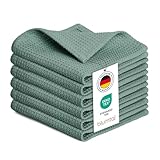 Blumtal® Geschirrtücher 30x30 cm im 6er Set - 100% Baumwolle, Küchentücher waschbar bis 60 °C - Grüne Geschirrtücher/Spültücher