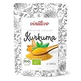 vinativo Kurkuma Pulver BIO – 500g – bio Rohkost-Qualität – natürliches Kurkumin – Kurkumapulver – Curcuma gemahlen – Bio-Qualität