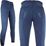 HKM Erwachsene Reithose-Summer Denim Easy-3/4 Silkonbesatz6100 Hose, Jeansblau, 38