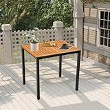 Mingone gartentisch wetterfest 80x70cm,Quadratisch Balkontisch in Holz Terrassentisch für Outdoor, Terrasse, Garten 80kg belastbar