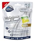 CARE + PROTECT Triple Power Pod Entkalker & Entfetter für Waschmaschine/Geschirrspüler, Hygienisierer, Reiniger, energiesparende Lösung, 1 Packung mit 6 Pods, 6 Monate Schutz