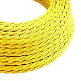Silikonkabel, Elektrokabel, Elektrokabel, 10 m Vintage 3-adriges Litzenkabel, italienisches geflochtenes 0,75-mm-Kabel, flexibles Kabel for Beleuchtung(Yellow,3CT Pack 5)