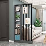 Freistehender Raumteiler mit Regalen, Trennwand aus Holz für Wohnzimmer und Eingangshalle, Boden-zu-Decke Sichtschutzlösung