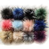 Kunstfell Pompon, 12Pcs Kunstpelz Pom Pom, Fellbommel, Kunstfell Pompon Fellbommel für DIY Hüte, Taschen, Schals, Schuhe, Schlüsselanhänger, Autoanhänger Basteln