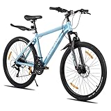 Hiland 26 Zoll Mountainbike, Herren Damen MTB mit Aluminiumrahmen, 21 Gänge Hardtail-Fahrrad für Erwachsene mit Scheibenbremse, Blau