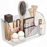 SLHEQING Make up Organizer mit 4 Fächern, Kosmetik Aufbewahrungsbox für Schminktisch Badezimmerschrank, Schminktisch Organizer für Pinsel, Lippenstift und Skincare (1)