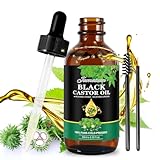 RizinusöL Haare, Castor Oil 60ml Jamaikanisches schwarzes Rizinusöl, 100% Rein NatüRlich Und Kaltgepresst Rizinusöl, Castor Oil für Körper, Haare, Nägel, Wimpern, Augenbrauen