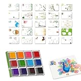 Zuasdvnk Fingerfarbe für Kleinkinder, waschbare Stempelkissen, Kunstmalwerkzeug-Sets für Kinder, Babyschule, Klassenzimmer, Party, Handwerk, Dekoration, Töpferei, Kunst, Zuhause