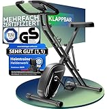 HELDENWERK Heimtrainer Fahrrad klappbar Set NEU 2025 - leise & bequem [FlexiFoam Komfort-Sattel] bis 150kg belastbar - Hometrainer Ergometer TÜV GS geprüft - Fitness-Bike für Zuhause, Home-Trainer Rad