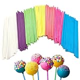 Cake Pop Stiel, 210 Stück Cake Pop Stäbchen,7 Farben Lollipop Sticks aus Papier, für Backen DIY, Bonbons, Tortendekoration, Papierstäbchen