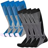 Utensilsto 4 Paar Kompressionsstrümpfe für Damen und Herren, 15-25mmHg Stützstrümpfe Sport Kompressionssocken mit Elastisch, Compression Socks Herren zum Joggen, Sport, Laufen (EU Größe:39-44)