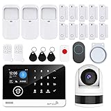 Alarmanlage Haus mit Kamera, 4G/drahtloses WLAN SMS Alarmanlage mit Bewegungsmelder, 120dB Alarmsirene, Intelligenter Fernbedienung, Kompatibel mit Alexa und Google (23 Teile)