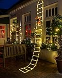 Geemoo LED Weihnachtsmann Leiter Lichterkette - 3M LED Weihnachtsbeleuchtung Strombetrieben mit Timer, Speicherfunktion, 8 Modi, für Innen Außen Weihnachtsbaum Fenster Weihnachten Deko (Warmweiß)