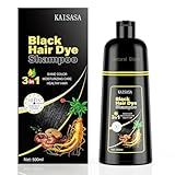 Black Hair Dye Shampoo for Gray Hair, Schwarzes Haarfärbeshampoo für Graues Haar 3 in 1, Haarfarben Shampoo für Männer und Frauen, shampoo gegen graue haare (500 ml) A