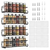 Gewürzregal zur Wandmontage, 4 Stück, Gewürzregal für den Innenschrank, mit selbstklebendem Aufkleber und Schrauben für Küche und Schrank, Gewürzgläser und Gewürze, ordentliche Aufbewahrung