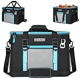 INSMEER Große Kühltasche 50 l, weiche Kühltasche mit Isolierung für 80 Dosen, faltbar/zusammenklappbar/auslaufsicher, mit Öffner und abnehmbarem Schultergurt, tragbare Thermotasche für Strandpicknick