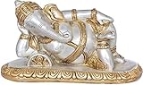 Exotic India Statue Ganesha, aus Messing Silberfarben/goldfarben