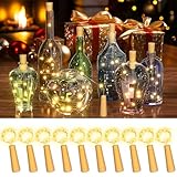 PChero LED Flaschenlicht mit Timer, 2M 20 LED Flaschenlichterkette Korken Lichterkette Warmweiß mit Timer für Flasche Tischdeko Hochzeit Innen Außen Deko – 10 Stück